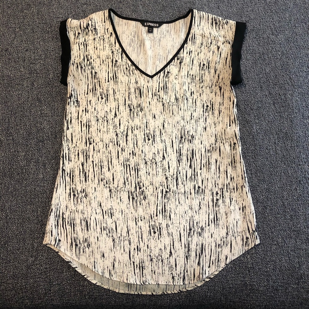 Express | Silky V-Neck Short Sleeve Blouse